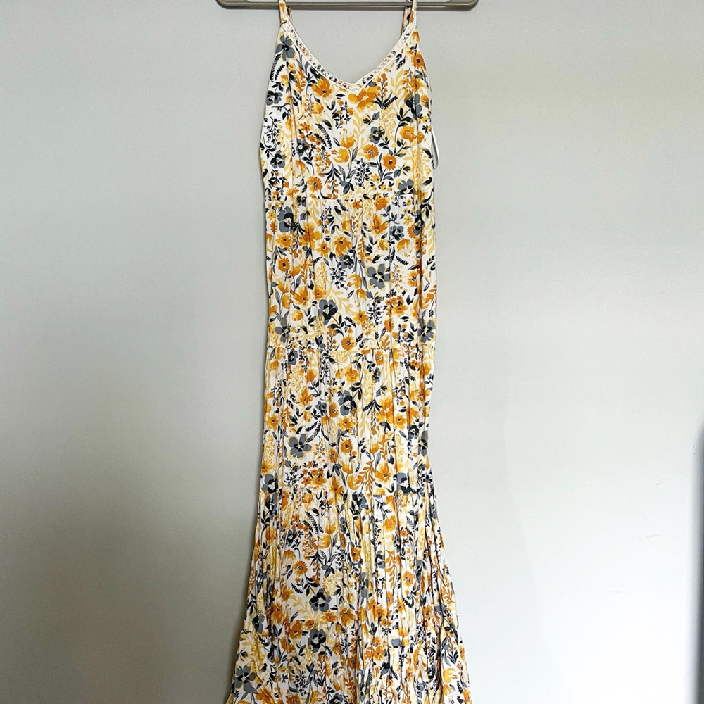 Floral Maxi Dress in Yellow and Blue